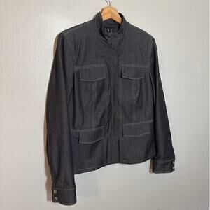 Women's Size 8 INC International Concepts Utility Moto Dark Gray Denim Jacket